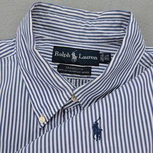 Ralph Lauren Shirt Mens 16.5 34/35 Blue Stripe Yarmouth Oxford Dress Pony
